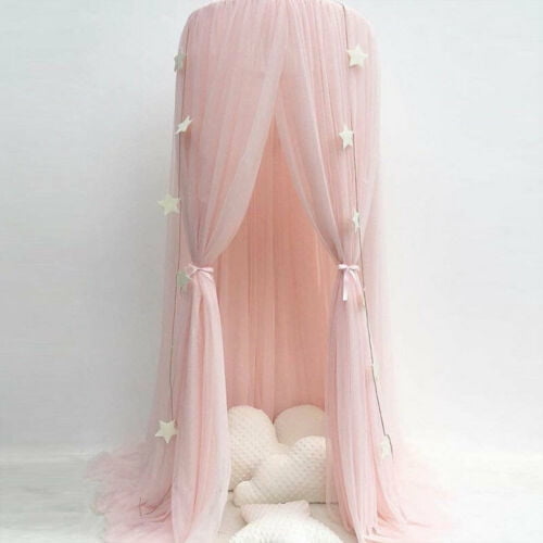 Kids Girls Bed Canopy Mosquito Net Tulle Yarn Round Dome Tent Beddroom Decor