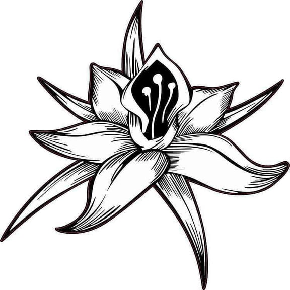 5in x 5in White Flower Sticker