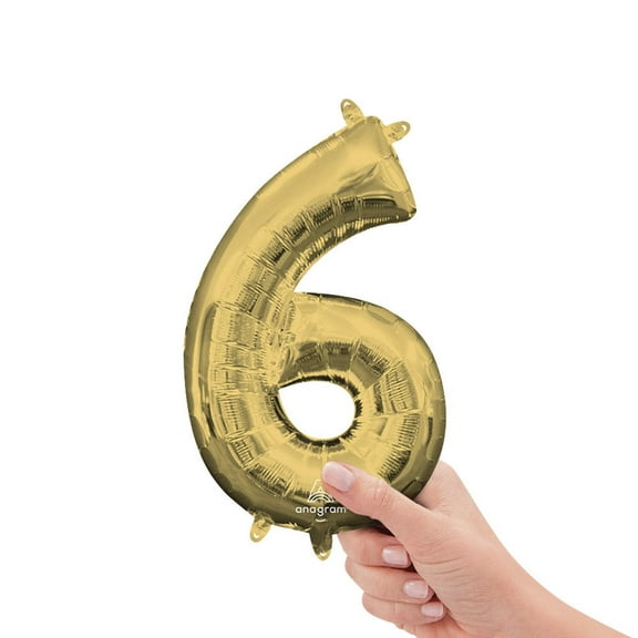 16 inch Number 6 - Anagram - White Gold (Air-Fill Only) Foil Mylar Balloon - Party Supplies Decorations