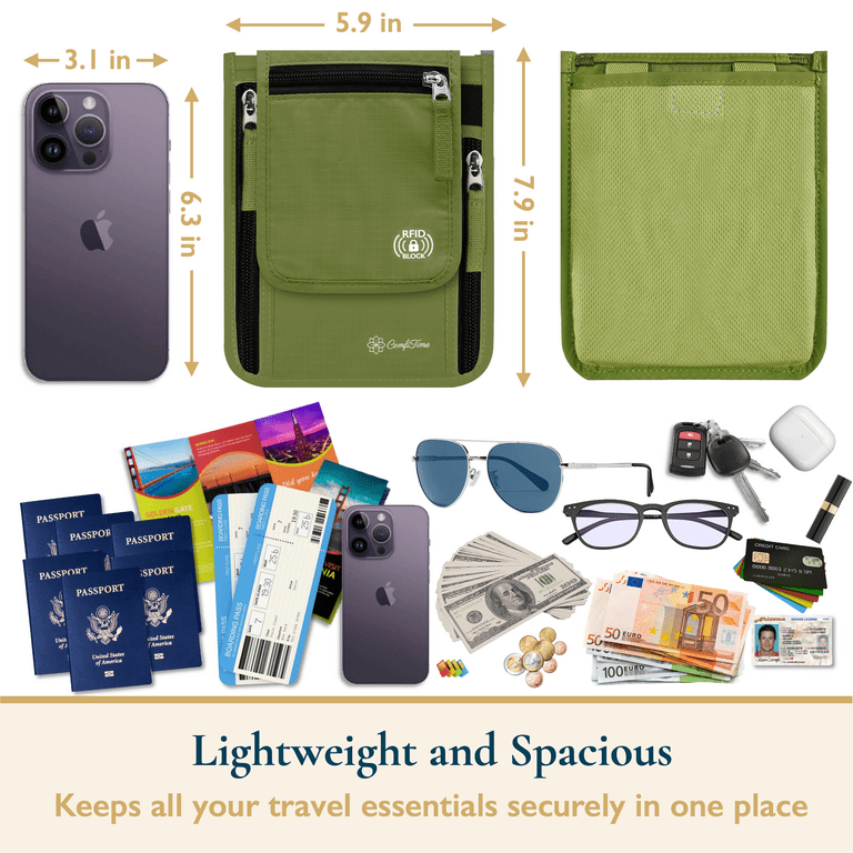 ComfiTime Passport Holder Neck Wallet, RFID Blocking Money