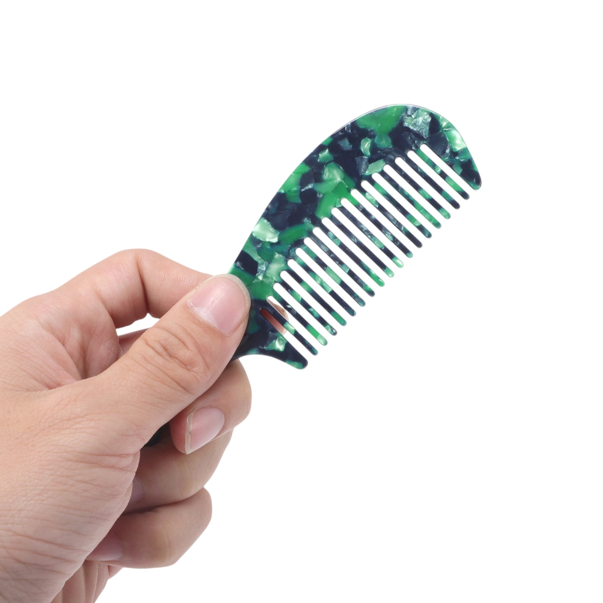Unique Bargains Durable Marble Texture Large Tooth Comb 1 Pc Dark Green