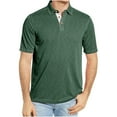 thumbnail image 2 of WREESH Men's Solid Henley Shirts Short Sleeve Turndown Collar Shirt for a Classic and Versatile Look Green, 2 of 8