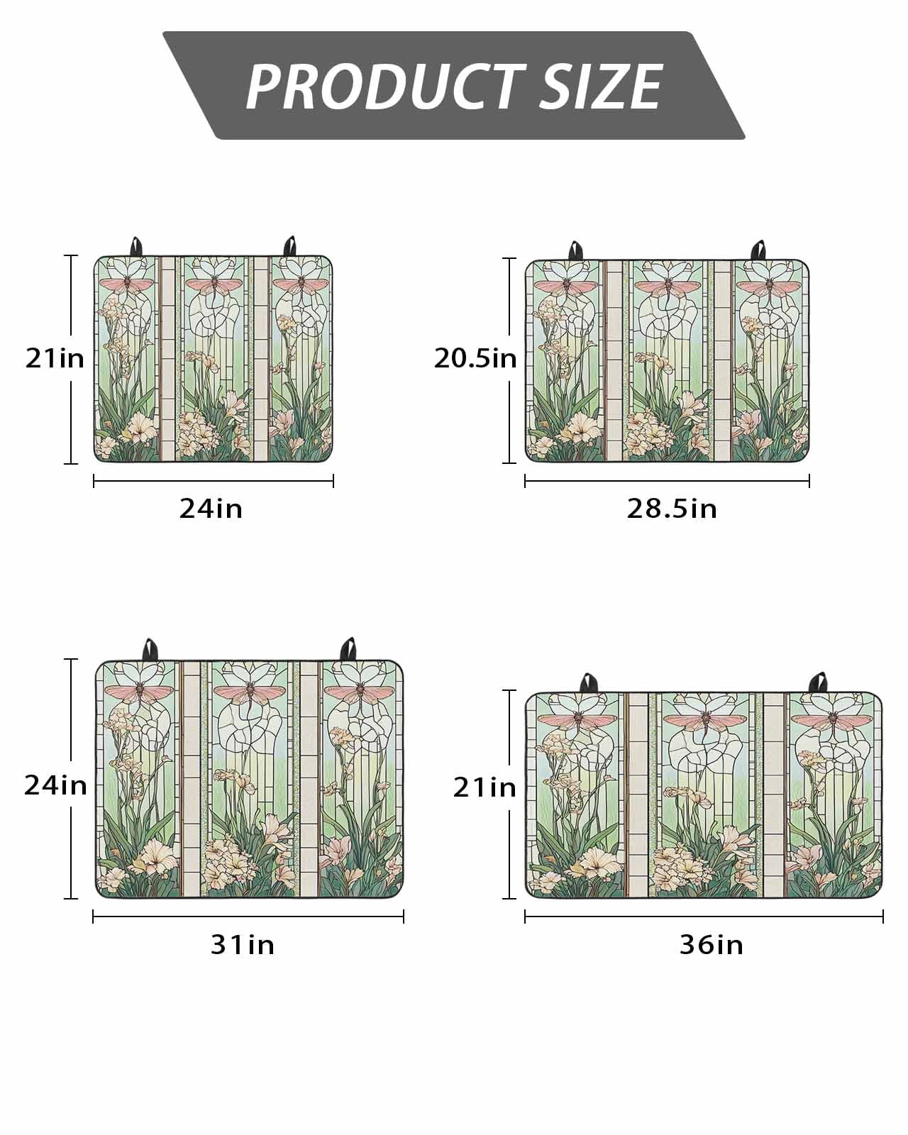 Stove Top Covers for Electric Stove, Butterfly Flowers Glass Stovetop Cover Protector, Vintage Stained Glass Green Spring Induction Cooktop Protector Oven Mat for Kitchen Countertop 24"x21"