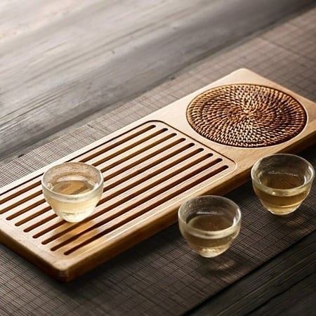 

Solid Bamboo Wood Tea Tray Rattan Mat Bamboo Trays Coffee Tea Dessert Serving Tray for Hotel Tea Plate Accessories A