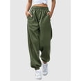 thumbnail image 4 of Pantalones Deportivos Holgados de Cintura Alta para Mujer, para Correr, Deportivos, de Entrenamiento, con Bolsillos Verde M, 4 of 8