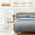 thumbnail image 6 of Blue Grey Duvet Cover Set Full Size, Stripe Gradient 4 Piece Soft Microfiber Bedding Set with 1 Duvet Cover, 1 Flat Sheet, 2 Pillowcases, 6 of 9