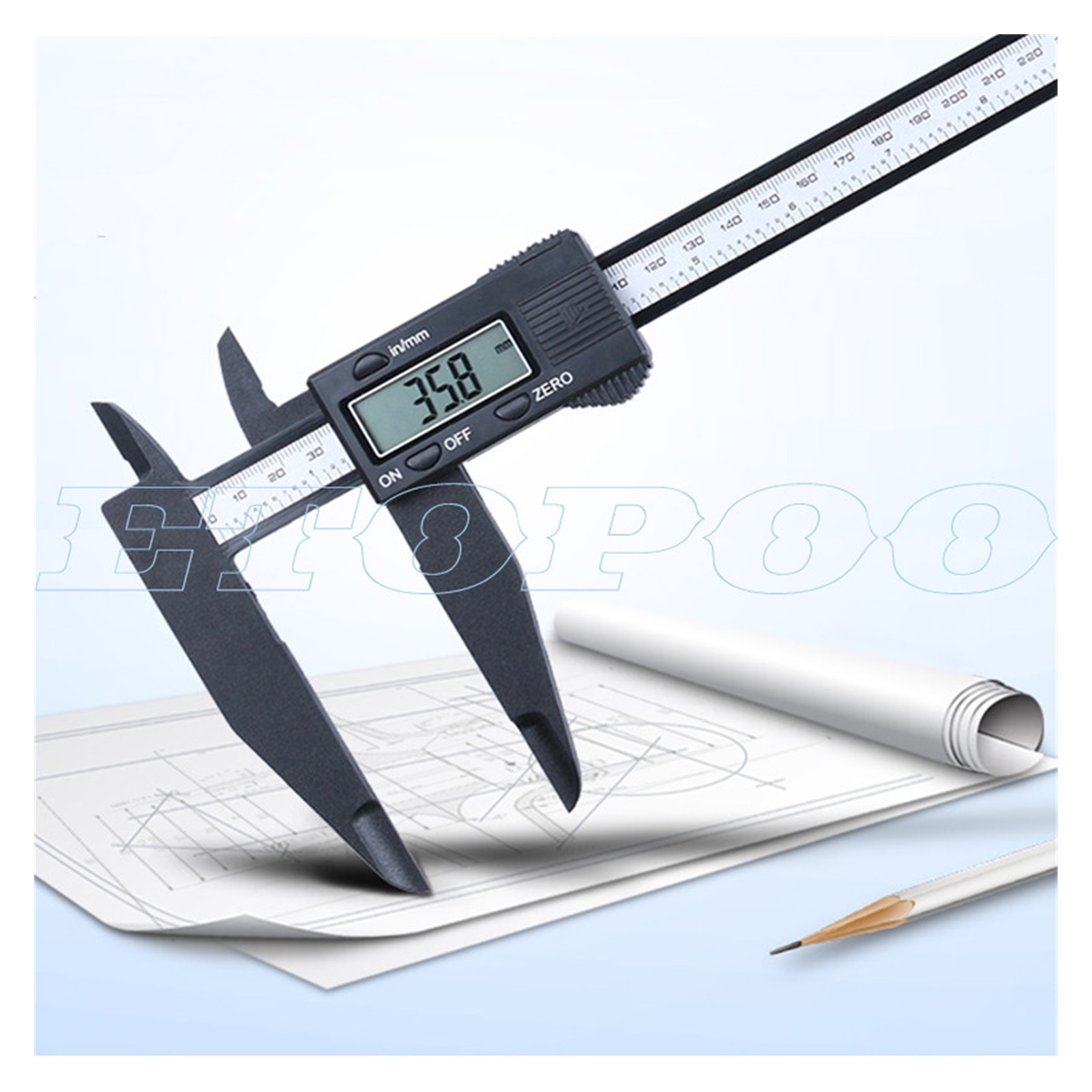 300mm 200 Electronic Digital Caliper LCD Plastic Vernier Caliper Long Jaw Micrometer Inner Outer Diameter Gauge Measuring Tools