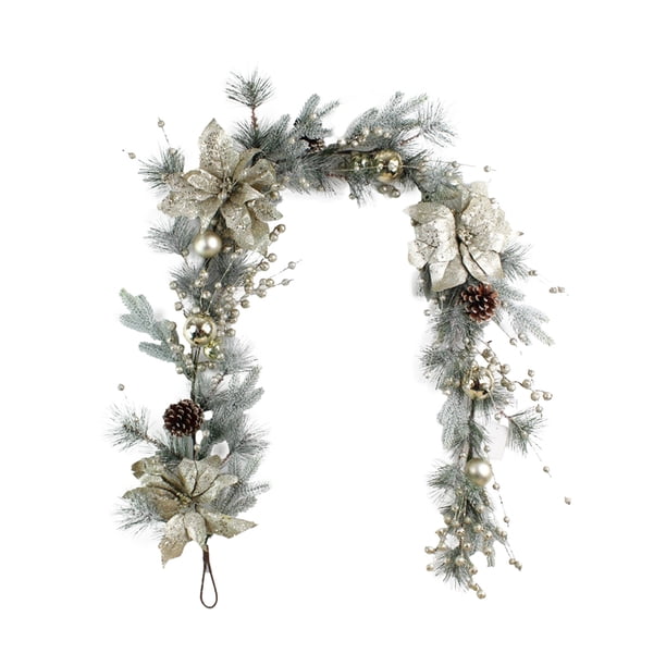 Fiudx Corona Navideña con Diseño de Flor de Aguja Invertida, Material de Pvc, Ideal para Colgar En Interiores y Exteriores, Ideal para Fiestas Navideñas, Elegante y Exquisita, Sin Gancho.