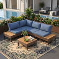 thumbnail image 5 of Poteban 5-piece Outdoor Patio Furniture Set with Modular Sofa, Outdoor Patio Sectional Set,L-Shaped Sectional Sofa Couch with Coffee Table for Backyard,Lawn,Garden,Navy Blue, 5 of 10