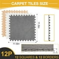 thumbnail image 3 of 12 Pcs Plush Interlocking Carpet Tiles, Non-Toxic Shaggy Foam Carpet Tiles for Toddler Baby, Anti-Slip, EVA Foam Interlocking Tiles for Floor, Nursery, Playroom, Grey, 3 of 7