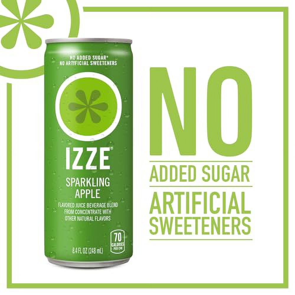 IZZE Sparkling Juice, Apple, No Added Sugars, No Preservatives, Non-GMO, 8.4 Fl Oz Can (Pack of 24)