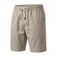 thumbnail image 4 of Miluxas Mens Athletic Gym Shorts Cotton Workout Jogger Sweat Shorts with Pockets and Drawstring Beige XL(XL), 4 of 5