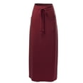 thumbnail image 1 of A2Y Women's Drawstring Waist Side Pockets Rayon Maxi Skirt Dark Burgundy XL, 1 of 4