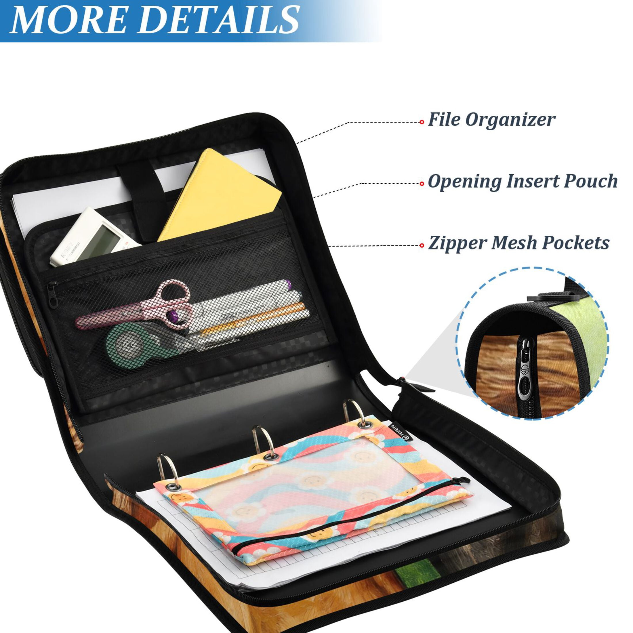 ALAZA Zipper Binder Bag Horses 3 Ring File Folder Binder Organizer Bag