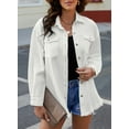 thumbnail image 5 of Eytino Denim Jacket for Women Long Sleeve Boyfriend Jean Jacket Loose Coat White L Female, 5 of 11