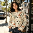 thumbnail image 6 of Uaswgudfs Women's Floral Printed Knit Cardigan, Long Sleeve Button-Front Crew Neck Casual Fashion Outerwear - Spring Summer Trendy Sweater L, 6 of 6