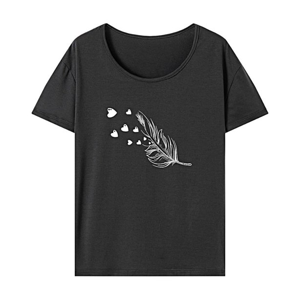 Camiseta de verano con cuello redondo para mujer, para uso diario, vacaciones, caminar, oficina, trabajo L