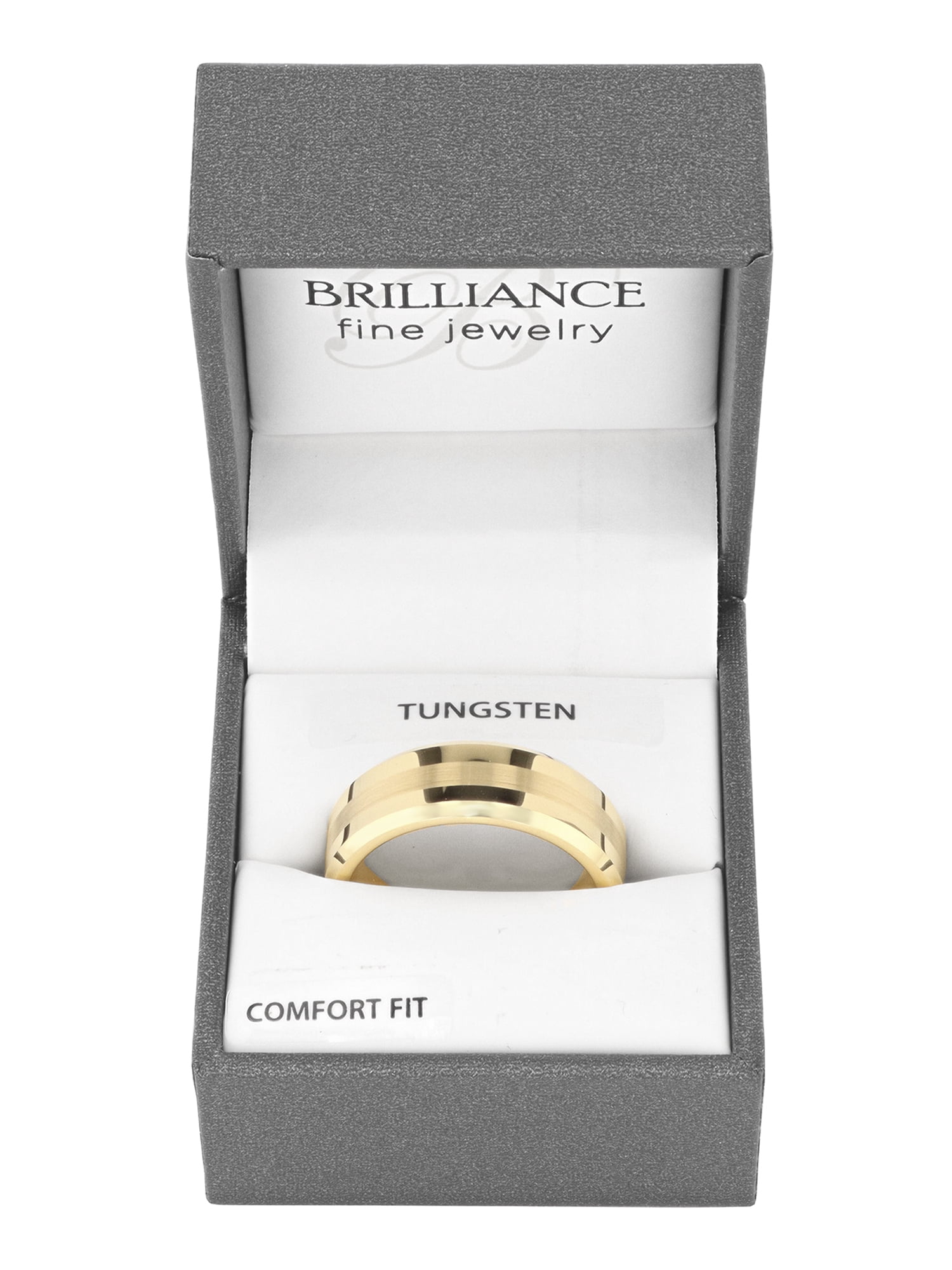 Men's Beveled and Satin Center Ring in Yellow Tungsten by Brilliance Fine Jewelry - Wedding Band