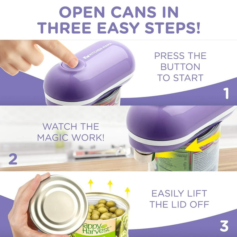 Kratax Can Opener Electric Kitchen Smooth Edge, Food-Safe, Battery Operated  Can Opener Purple