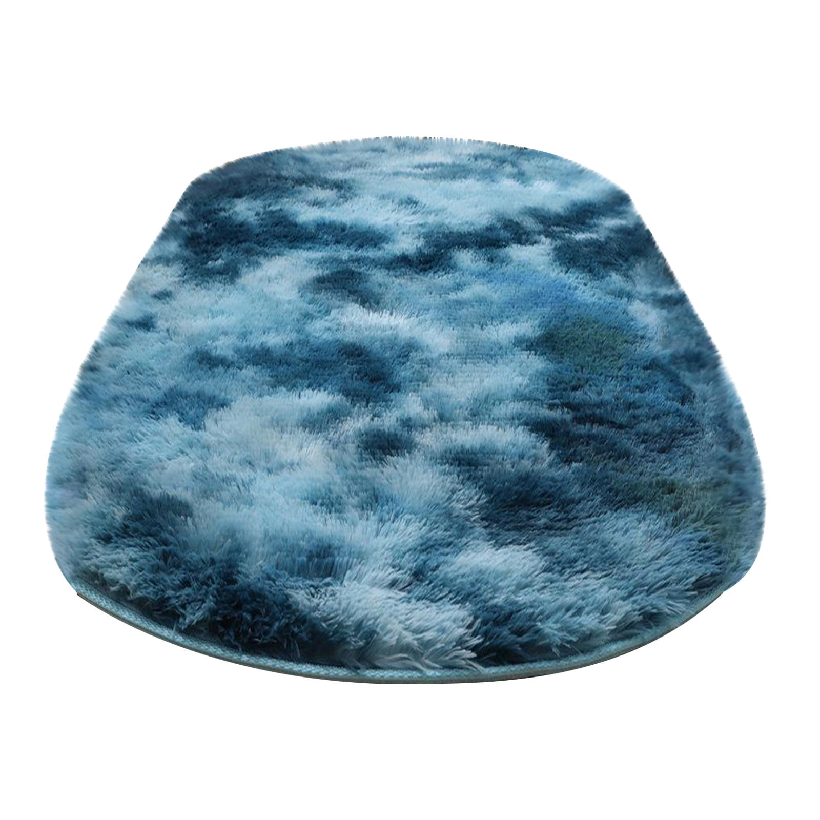 Hmgxay Tie-Dye Washable Silk Rug, 24"x63" Non-Slip Oval Bedroom Carpet, Fade-Resistant Floor Mat for Girls' Room, Living Room & Office Decor(Navy)