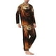 thumbnail image 2 of Balery Cool Fire Lion Pijama para Hombre de Dos Piezas con Manga Larga, Conjunto de Dormir y Descanso Suave con Bolsillos-Large, 2 of 7