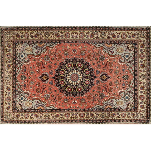 Ahgly Company Machine Washable Indoor Rectangle Traditional Saffron Red Area Rugs, 5' x 8'