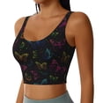 thumbnail image 2 of Fotbe Butterfly Pattern Womens' Sports Bra Longline Wirefree Padded with Medium Support Sports Moisture-Wicking Workou Vest,Tank Top-Small, 2 of 9
