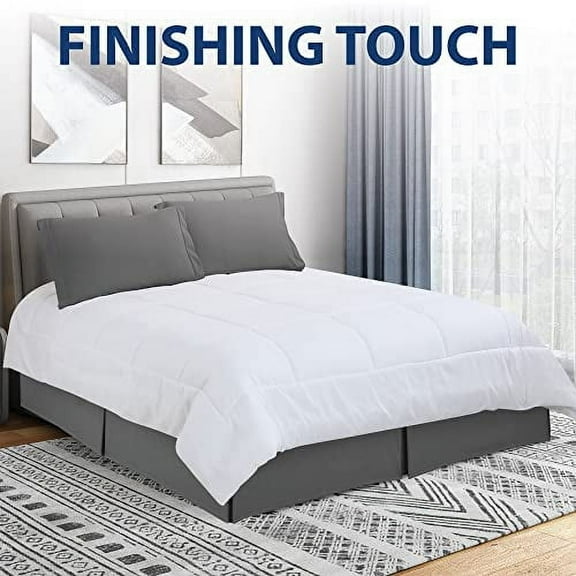 Italian Finish Egyptian Cotton Tailored Split Corner Bed Skirt with 22-inch Drop Length - Queen Size (60 x 80) Color Grey (Solid Style) Made from 550 Thread Count