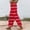 Red, variant on Womens Elastic Waist Striped Printed Split Hem Straight Leg Pants, Smooth Texture Material with Drawstring Casual Slacks Blue S