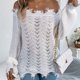 thumbnail image 5 of Suéter de cuello redondo para mujer, informal, holgado, de gran tamaño, con mangas largas, con hombros descubiertos, suéter, abrigo, camisa de poliéster para mujer, 5 of 9