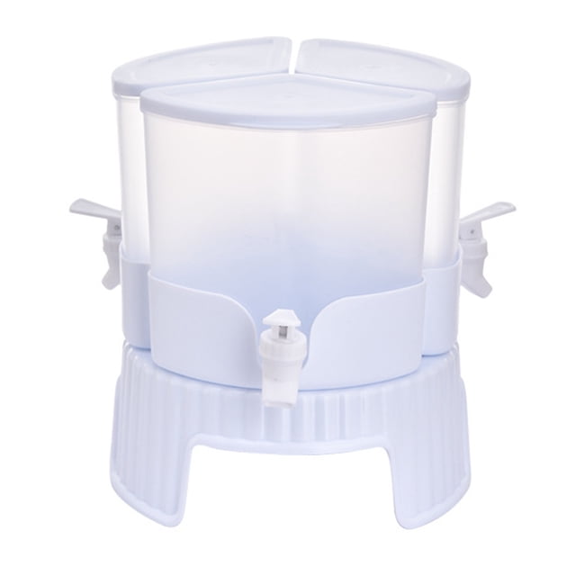 Tea Kettle Set 3 Compartment Rotating Plastic Cold Water Kettle 5.2L with Faucet Compact Drink Dispenser for Refrigerator and Kitchen Counter