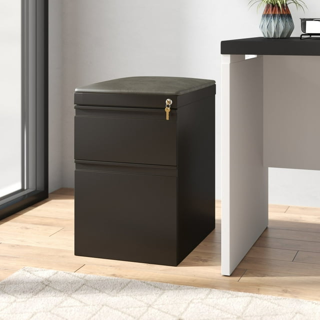 2Drawer Vertical Filing Removable Seat with faux leather