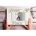 thumbnail image 2 of Darling Souvenir Made With LoveEngraved Table Top Photo FrameWooden You Are The World Quotes White Picture Frame Gift For Father's Day, 4x6 Photo Size Horizontal, 2 of 8