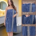 thumbnail image 6 of Qonioi Women’s Adjustable Wearable Bath Towel Wrap, Sarong with Pockets for Beach Pool, Quick-Dry Cover-Up for Shower Swim, Blue, 6 of 6