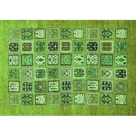 Ahgly Company Indoor Rectangle Abstract Green Modern Area Rugs, 5' x 8'