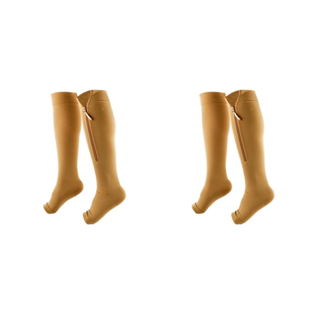 Calcetines de compresión graduados Qarigey Poliuretano Multifuncionales para hombres y mujeres color desnudo 3XL 2Conjunto