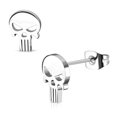 thumbnail image 2 of Stainless Steel Punisher Skull Cut-Out Button Stud Post Earrings, 2 of 2