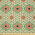 thumbnail image 2 of Ambesonne Oriental Fabric by the Yard Microfiber, Digital Blossom Pattern, 10 Yards, Scarlet Beige Jade Green, 2 of 2