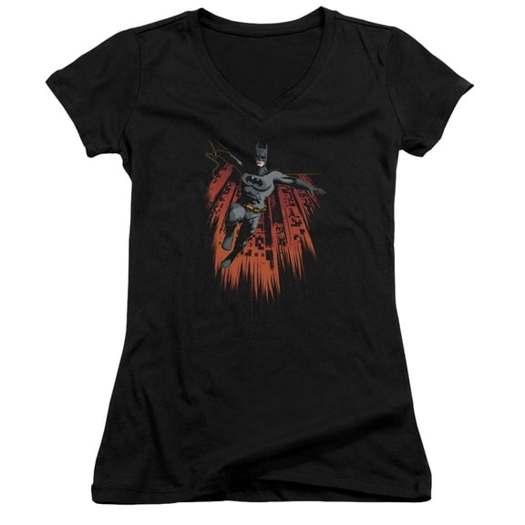 Batman Majestic Junior Women's T-Shirt V-Neck Black