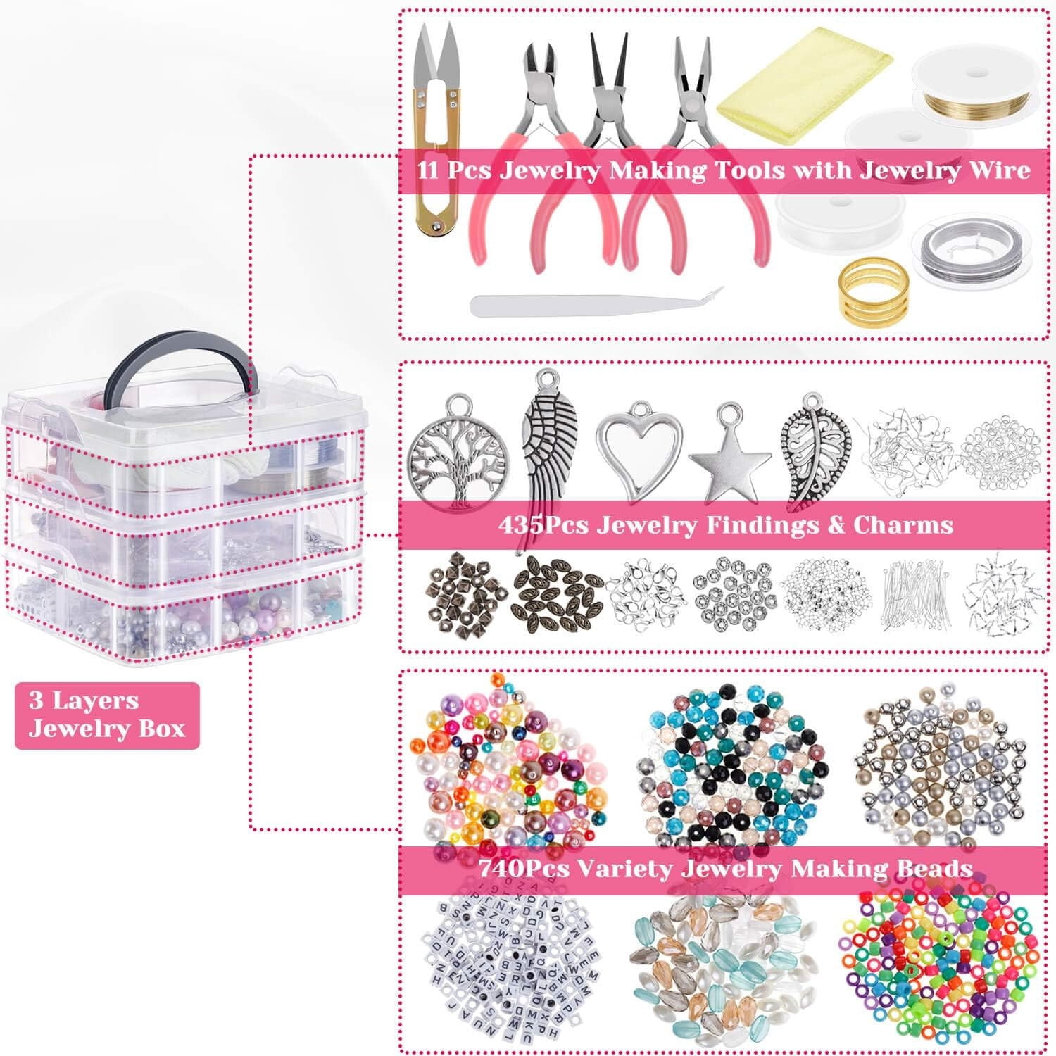1171Pcs Beads for Bracelets Making Multi-Colored Hair Beads 27 Colors Friendship Bracelet Beads Jewelry Making Kits for Craft