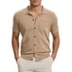 thumbnail image 5 of CAMISA DE PÓLO DE MALLA PARA HOMBRE INSPIRADA EN CHIC, CON BOTONES, DE MANGA CORTA, LIGERA Y CASUAL, VERANO, BEIGE, 5 of 6