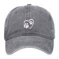 thumbnail image 3 of Womens Washed Baseball Cap with Heart Dog Paw Print Casual Outdoor Sun Hat Adjustable Curved Brim Cap Grey, 3 of 4