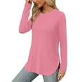 thumbnail image 5 of AherBiu Long Sleeve Shirts for Women Winter Fall Casual Crewneck Basic Layer Tops Tees Comfy Stretchy Blouse, 5 of 6
