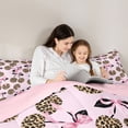 thumbnail image 4 of Feelyou Leopard Print Cherry Twin Bedding Sets 7pcs, Pink Bowknot Bedding Comforter Set, 4 of 8