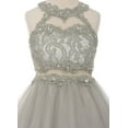 thumbnail image 3 of Big Girls' Sparkle Rhinestones Halter Lace Junior Bridesmaid Pageant Flower Girl Dress Blush 8 (C50C40C), 3 of 4