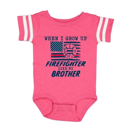 

Inktastic When I Grow Up I Want to Be a Firefighter Like My Brother Gift Baby Boy or Baby Girl Bodysuit