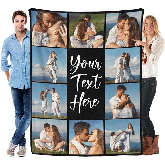 Custom Blankets with Photos, Personalized Picture Throw Blanket, Music Song Style Wedding Anniversary Birthday Customized Gifts for Couples Boyfriend Girlfriend Sister