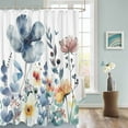 thumbnail image 3 of Fabric Shower Curtain, Blue Watercolor Flowers Bathroom Curtain with 12 Hooks Waterproof No Bad Odor Machine Washable Bath Curtains for Bathroom, Spa Room, 72"x78", 3 of 6
