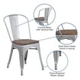 thumbnail image 4 of Flash Furniture Silver Metal Stackable Chair with Wood Seat, 4 of 11