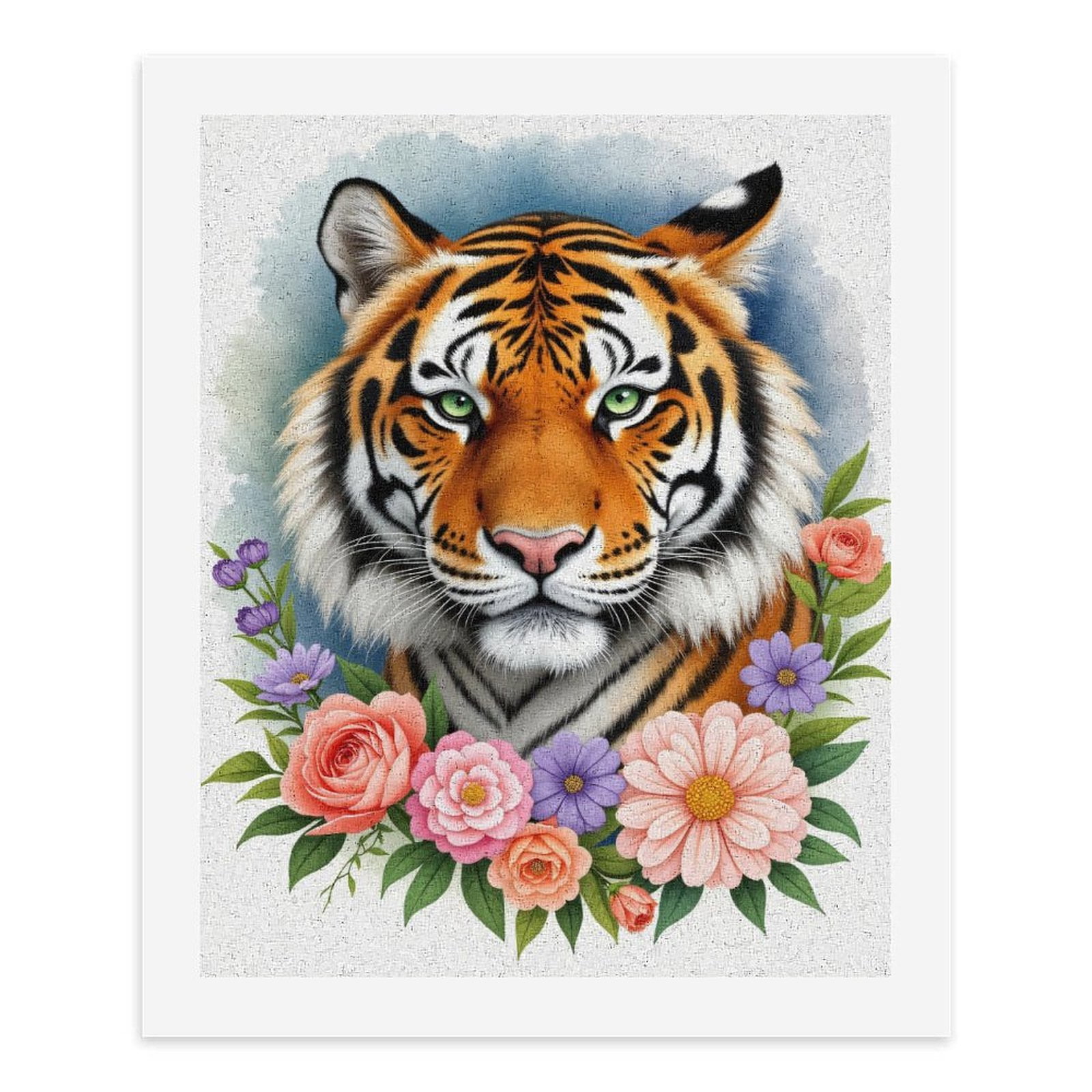 Paint By Numbers Kit for Adults Beginner - DIY Tiger Floral Art Nature Blossoms Canvas Painting Kits for Adults, Frameless Paint By Number for Adults for Home Wall Decor 16x20 Inch